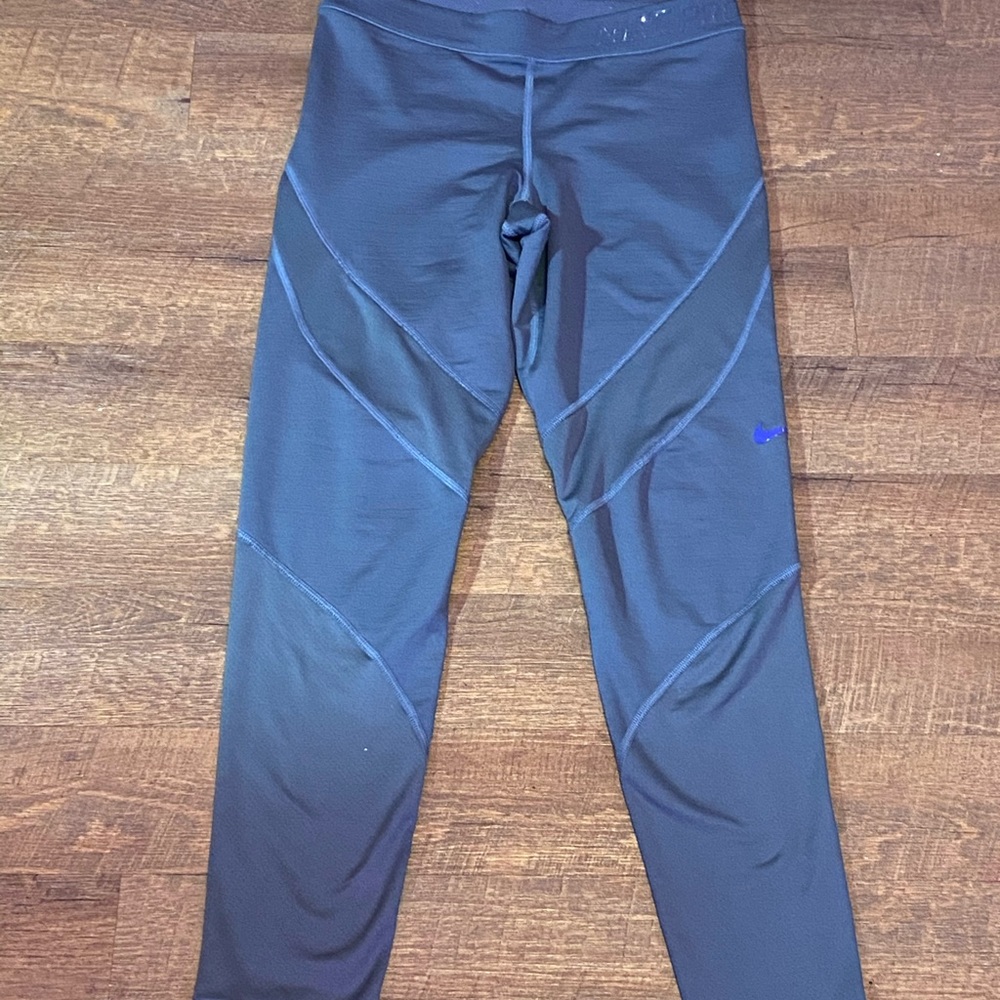 Nike pro leggings (gray with purple check)